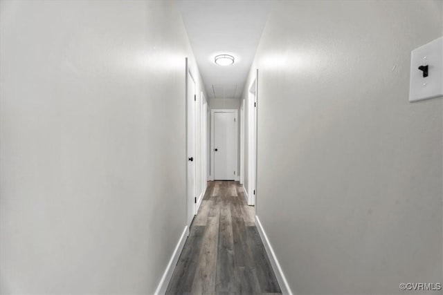 5908 Meadwood Cir, Chesterfield, VA 23234 - corridor with attic access and dark wood-style flooring