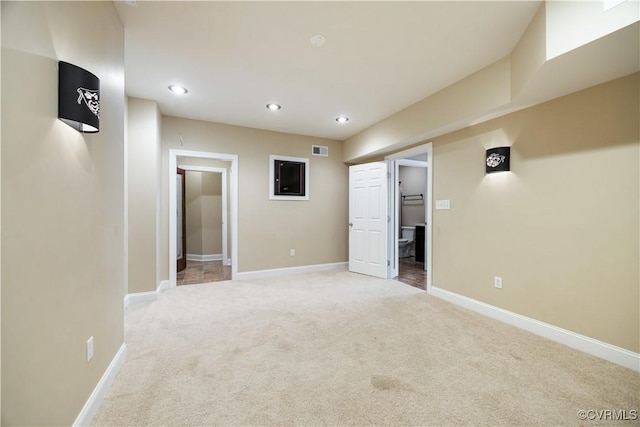 706 Colony Oak Ln, Midlothian, VA 23114 - below grade area with light colored carpet and recessed lighting