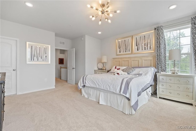 8034 Wistar Glen Dr Unit A, Henrico, VA 23228 - carpeted bedroom featuring a chandelier and recessed lighting