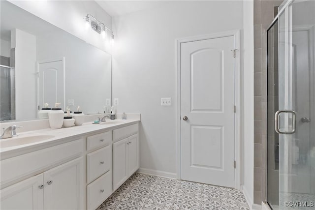 8034 Wistar Glen Dr Unit A, Henrico, VA 23228 - full bathroom featuring double vanity, a stall shower, and tile patterned flooring
