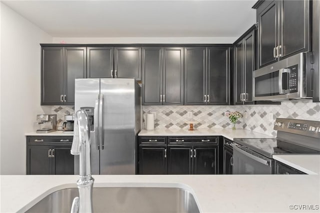 8034 Wistar Glen Dr Unit A, Henrico, VA 23228 - kitchen with stainless steel appliances, decorative backsplash, light countertops, and dark cabinetry