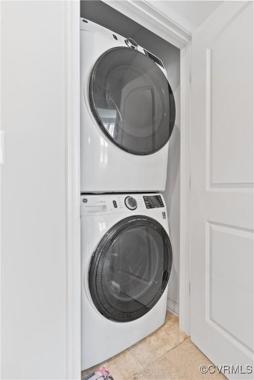 8034 Wistar Glen Dr Unit A, Henrico, VA 23228 - washroom with stacked washer / dryer