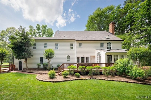 9408 Arrowdel Rd, Henrico, VA 23229 - rear view of property with a deck and a chimney