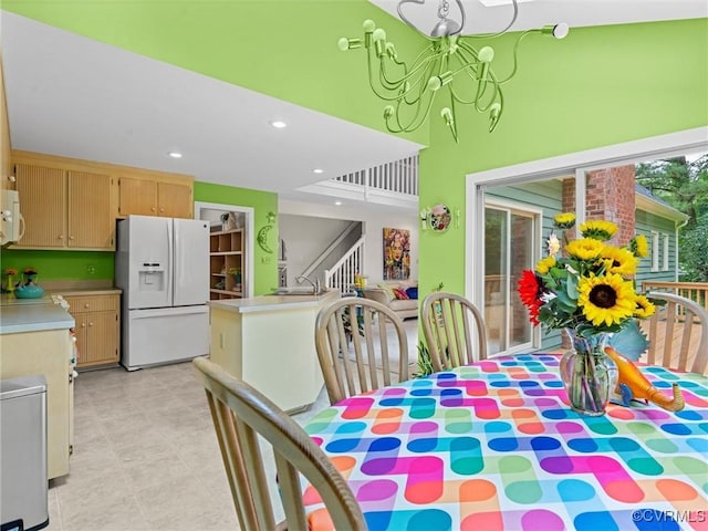 1203 Wesanne Ln, Chesterfield, VA 23114 - dining area with a chandelier, recessed lighting, stairway, and a high ceiling