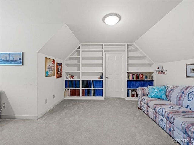 1203 Wesanne Ln, Chesterfield, VA 23114 - living area with carpet, built in shelves, and vaulted ceiling