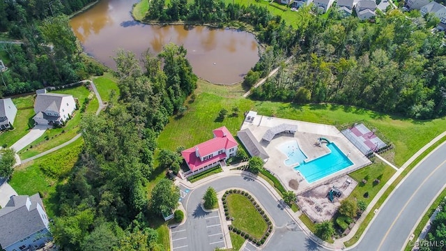 8013 Rutland Village Dr, Mechanicsville, VA 23116 - drone / aerial view of a nearby body of water and a pool