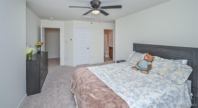 8013 Rutland Village Dr, Mechanicsville, VA 23116 - bedroom featuring carpet, connected bathroom, and a ceiling fan