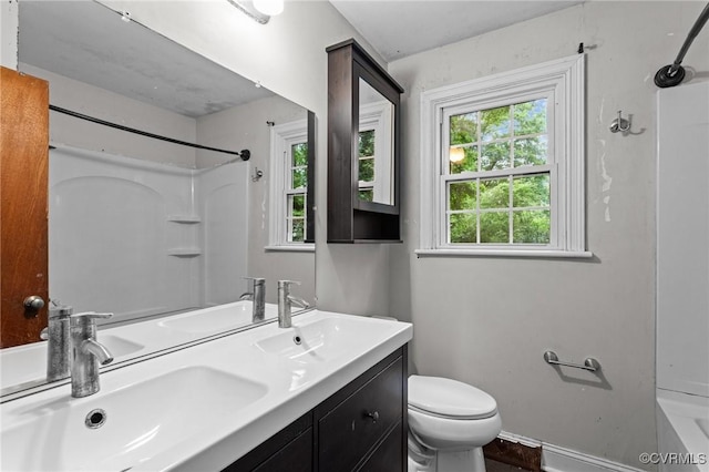 6808 Montauk Dr, Richmond, VA 23225 - full bathroom featuring shower / washtub combination and double vanity