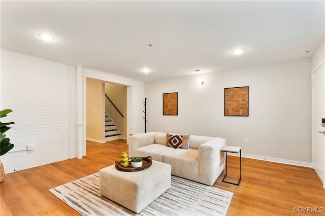 1716 Summit Ave Unit 18, Richmond, VA 23230 - living area featuring stairway, light wood finished floors, and recessed lighting