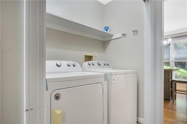 107 Oak Ridge Ct, Williamsburg, VA 23188 - laundry room featuring washing machine and clothes dryer and light wood-style floors