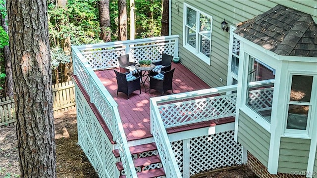 107 Oak Ridge Ct, Williamsburg, VA 23188 - wooden deck featuring outdoor dining area