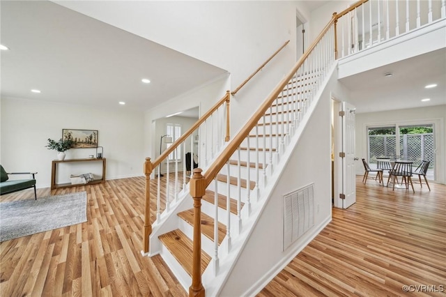 6030 Pond Place Way, Mechanicsville, VA 23111 - staircase featuring wood finished floors and recessed lighting