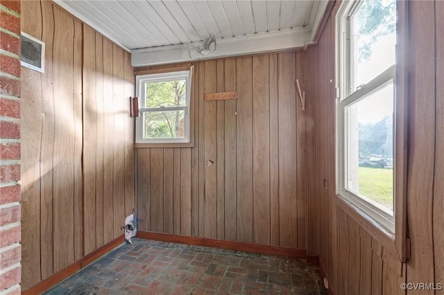 4123 Bremner Blvd, Henrico, VA 23228 - washroom with wood walls, healthy amount of natural light, brick floors, and wooden ceiling