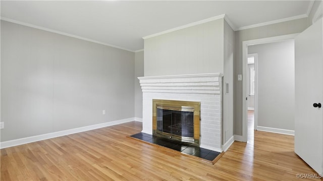 6010 Courthouse Rd, Prince George, VA 23875 - unfurnished living room featuring wood finished floors, a fireplace, and ornamental molding