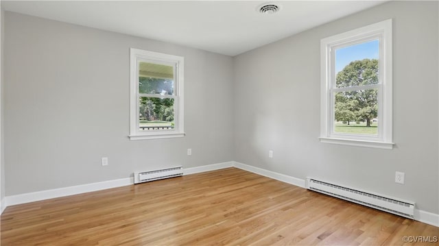 6010 Courthouse Rd, Prince George, VA 23875 - unfurnished room with a baseboard heating unit, healthy amount of natural light, and light wood finished floors