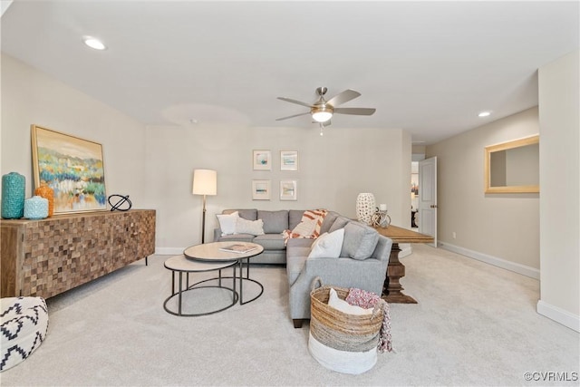 4606 Melbrook Way, Moseley, VA 23120 - living area with carpet flooring, a ceiling fan, and recessed lighting