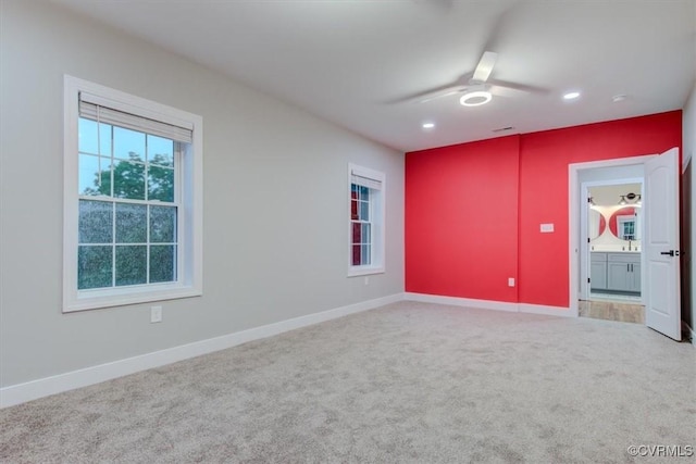 12309 Main St, Stony Creek, VA 23882 - spare room with recessed lighting, ceiling fan, and carpet flooring