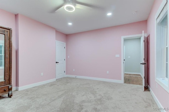 12309 Main St, Stony Creek, VA 23882 - unfurnished bedroom with light carpet, a ceiling fan, and recessed lighting