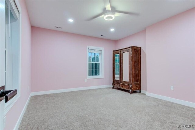 12309 Main St, Stony Creek, VA 23882 - empty room featuring carpet floors, ceiling fan, and recessed lighting