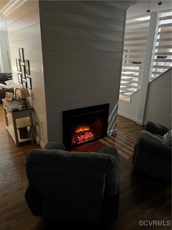 12309 Main St, Stony Creek, VA 23882 - living area featuring wood finished floors and a fireplace