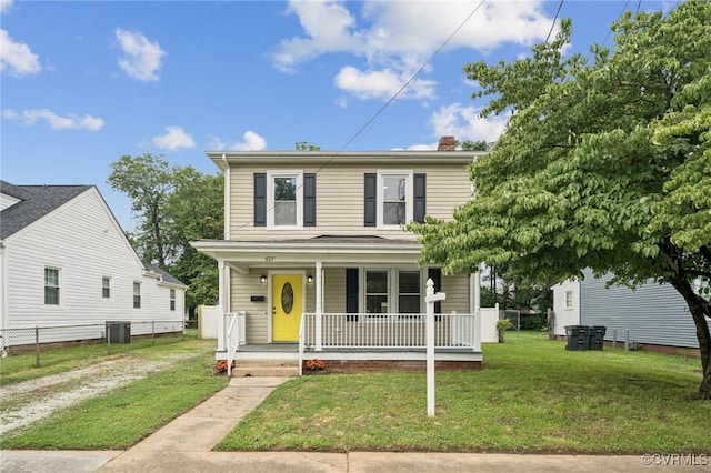 627 Colonial Ave, Colonial Heights, VA 23834 - traditional-style home featuring a porch and a chimney