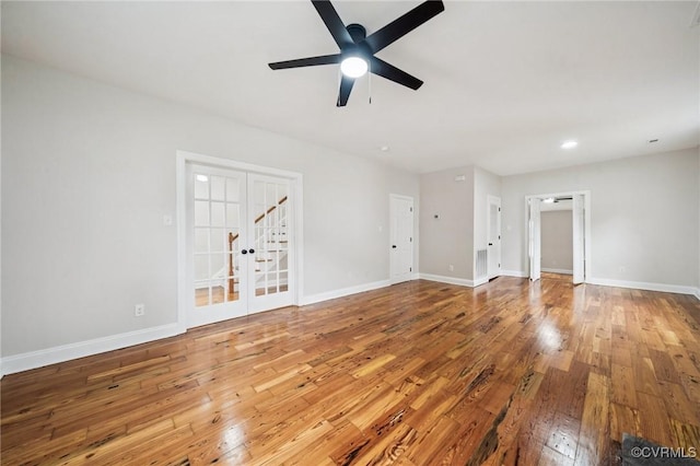 627 Colonial Ave, Colonial Heights, VA 23834 - unfurnished living room featuring a ceiling fan, hardwood / wood-style flooring, french doors, and recessed lighting