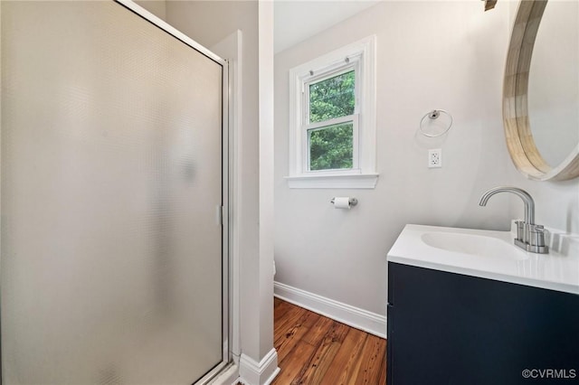 627 Colonial Ave, Colonial Heights, VA 23834 - full bath with vanity, a shower stall, and wood finished floors