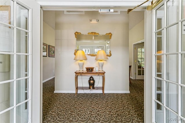 262 Claiborne Dr, Williamsburg, VA 23185 - corridor with french doors and carpet floors