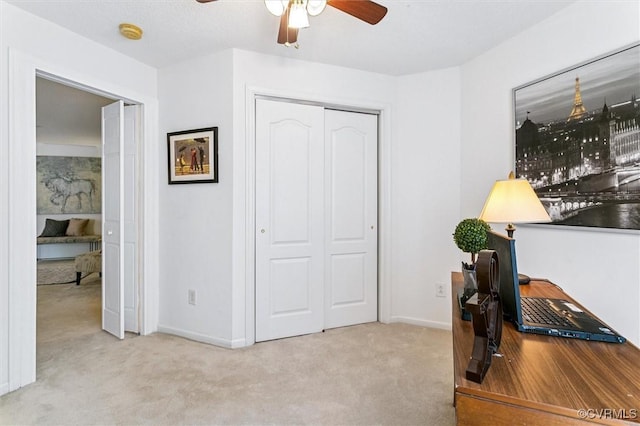 262 Claiborne Dr, Williamsburg, VA 23185 - office area with carpet flooring and a ceiling fan