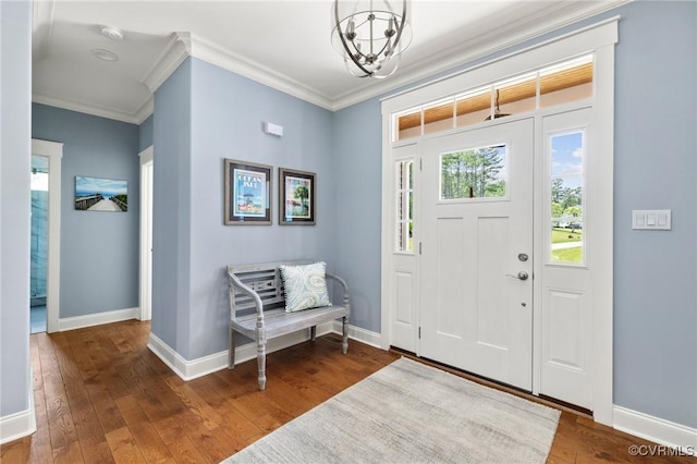 8000 Clancy Pl, Chesterfield, VA 23838 - foyer featuring a chandelier, crown molding, and hardwood / wood-style floors