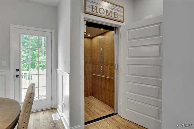 6504 Sanford Springs Cv, Midlothian, VA 23112 - doorway to outside with light wood-style floors and elevator