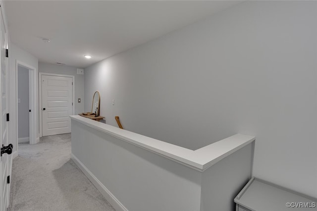 6504 Sanford Springs Cv, Midlothian, VA 23112 - hallway with light colored carpet, an upstairs landing, and recessed lighting