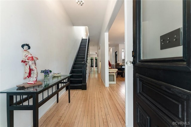 2417 E Grace St, Richmond, VA 23223 - foyer with stairway and light wood finished floors