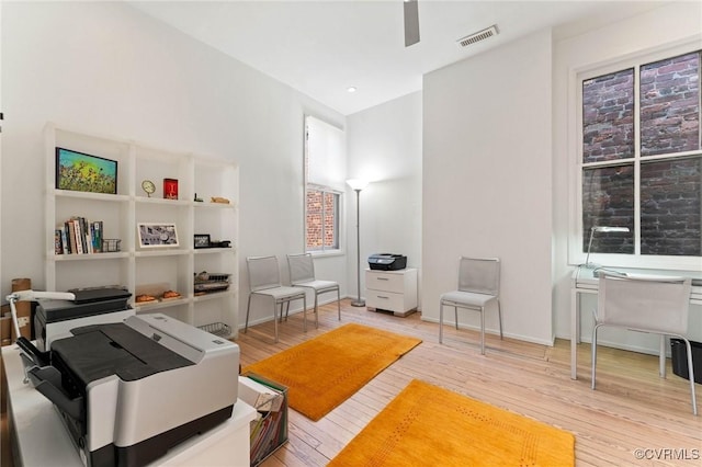 2417 E Grace St, Richmond, VA 23223 - office featuring hardwood / wood-style floors and a ceiling fan