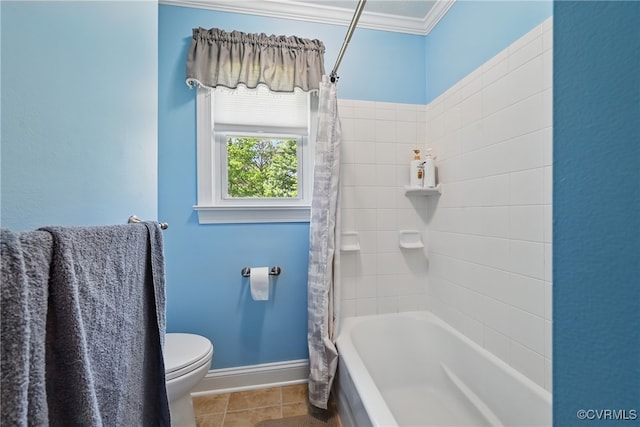 99 Oak Hill Rd, Cumberland, VA 23040 - bathroom with tile patterned floors, shower / bath combo with shower curtain, and crown molding