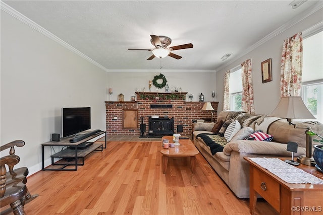 99 Oak Hill Rd, Cumberland, VA 23040 - living area featuring a ceiling fan, light wood-type flooring, and ornamental molding
