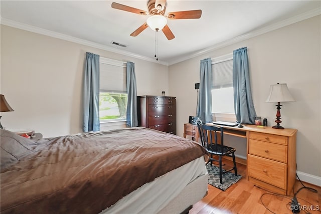 99 Oak Hill Rd, Cumberland, VA 23040 - bedroom with light wood finished floors, crown molding, and a ceiling fan