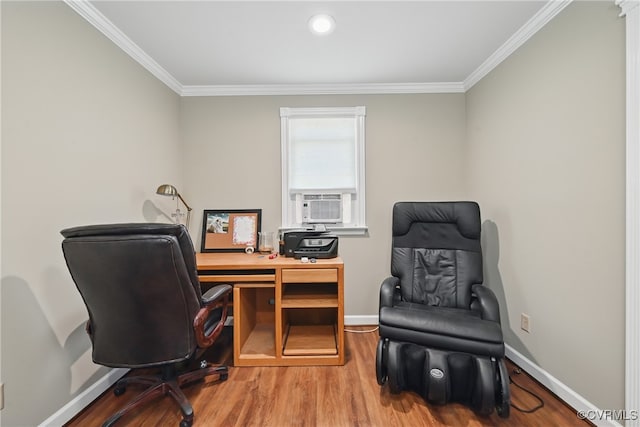 99 Oak Hill Rd, Cumberland, VA 23040 - office with ornamental molding, wood finished floors, and cooling unit