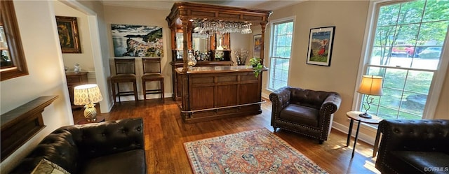 10278 Henderson Hall Rd, Mechanicsville, VA 20116 - bar area featuring dark wood-type flooring and baseboards