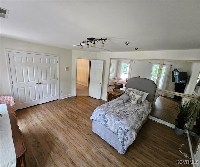 10278 Henderson Hall Rd, Mechanicsville, VA 20116 - bedroom with wood finished floors, a ceiling fan, and a closet