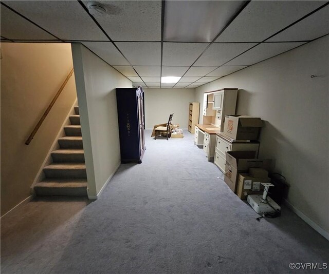 10278 Henderson Hall Rd, Mechanicsville, VA 20116 - finished basement featuring a drop ceiling, carpet flooring, and stairway