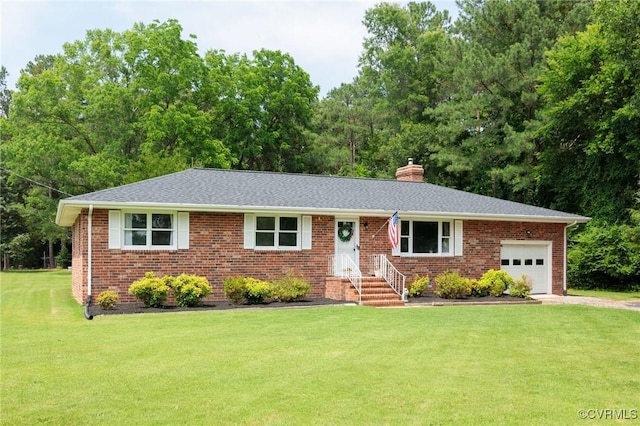 2000 Point Of Rocks Rd, Chester, VA 23836 - single story home with a garage, a front yard, brick siding, and driveway