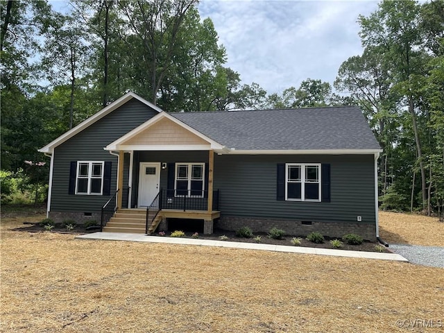 8104 Strath Rd, Henrico, VA 23231 - view of front of property with crawl space, a porch, and roof with shingles
