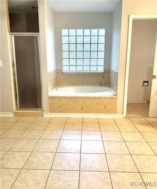 31368 Old Dawn Rd, Hanover, VA 23069 - bathroom with a garden tub, tile patterned flooring, and a shower stall