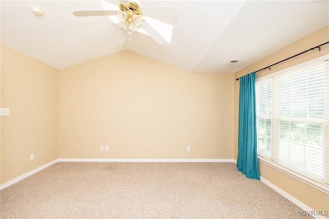 405 Hollybrook Ridge Ln, Richmond, VA 23223 - empty room featuring carpet, a ceiling fan, vaulted ceiling, and a smoke detector