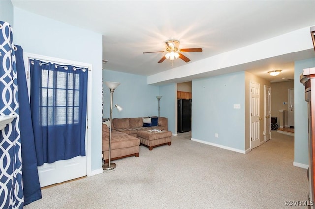 405 Hollybrook Ridge Ln, Richmond, VA 23223 - living room featuring light colored carpet and ceiling fan