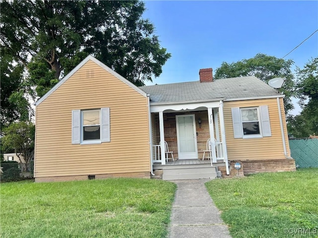 3305 Jeter Ave, Richmond, VA 23222 - bungalow-style house featuring covered porch, a chimney, a shingled roof, and crawl space