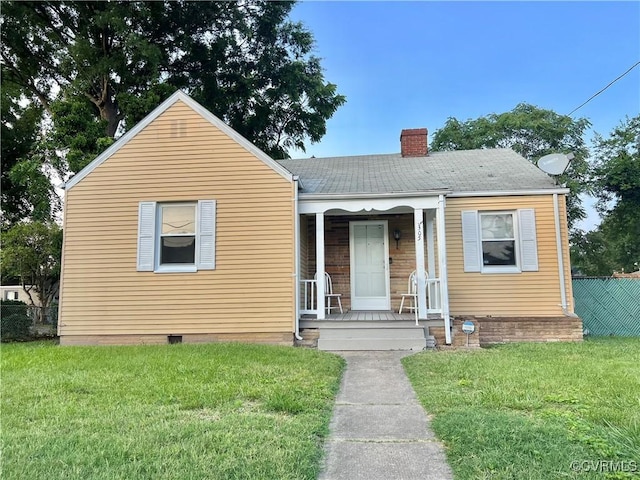 3305 Jeter Ave, Richmond, VA 23222 - bungalow-style home featuring a porch, a chimney, crawl space, and roof with shingles