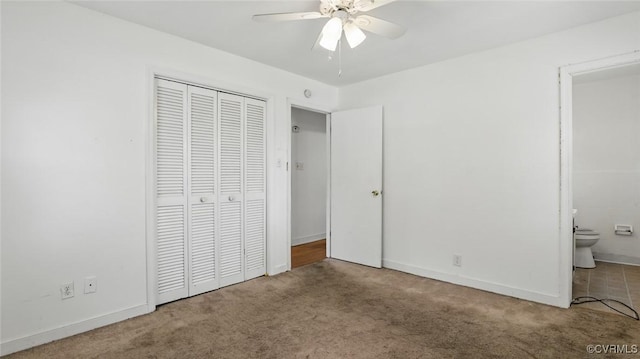 5500 Seminary Ave, Henrico, VA 23227 - unfurnished bedroom with carpet, a closet, connected bathroom, and ceiling fan