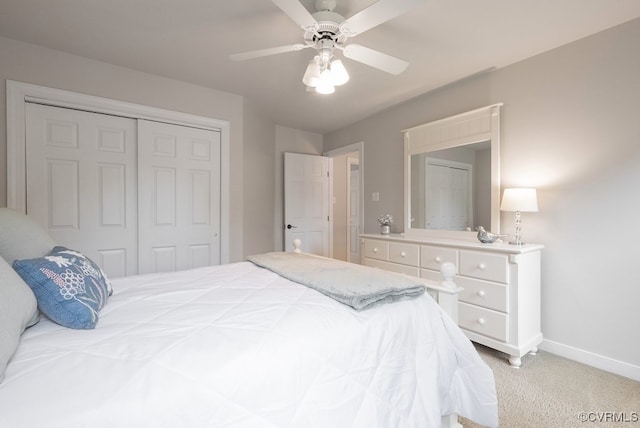 6013 Glen Abbey Dr, Glen Allen, VA 23059 - bedroom with light colored carpet, a closet, and ceiling fan